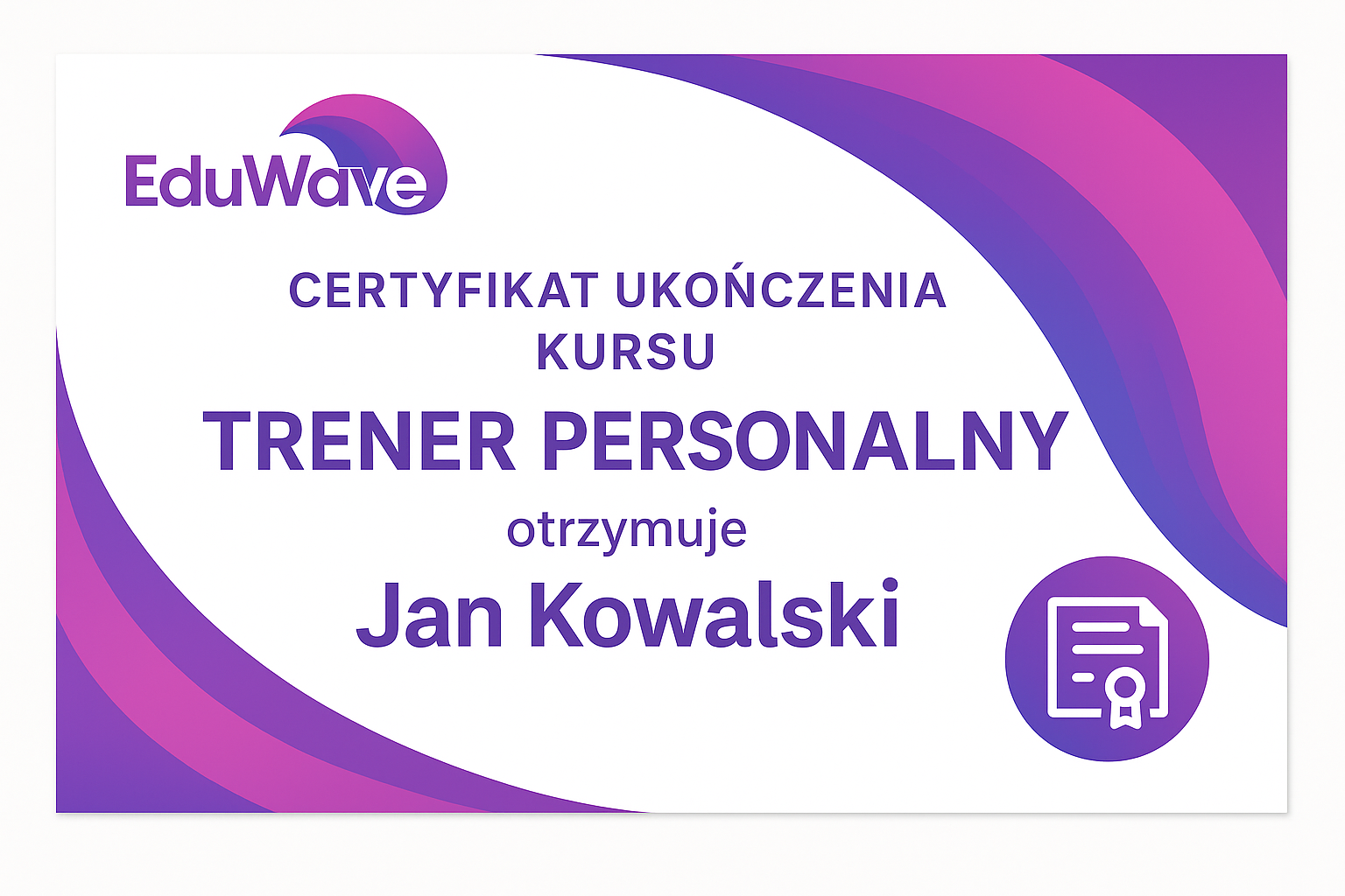 Przykładowy certyfikat EduWave